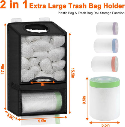 NeatPack™ 2-in-1 Extra Large Trash Bag Dispenser — Wall-Mounted Punch-Free Mesh Storage Organizer