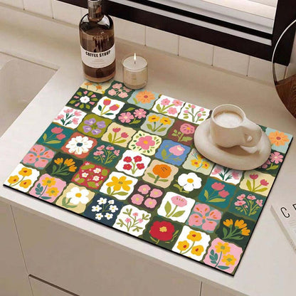 ArtisanBloom · Oil-Paint Aesthetic Multi-Defense Kitchen Mat