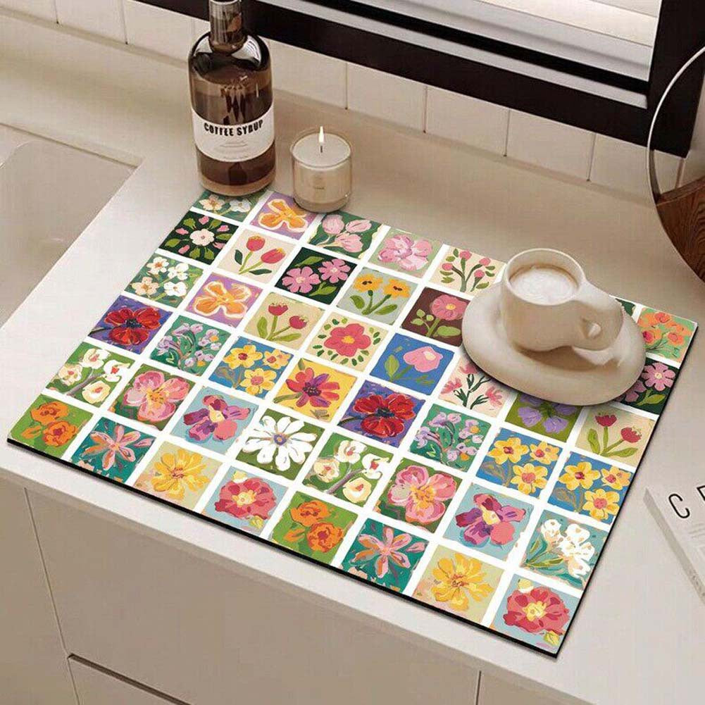 ArtisanBloom · Oil-Paint Aesthetic Multi-Defense Kitchen Mat