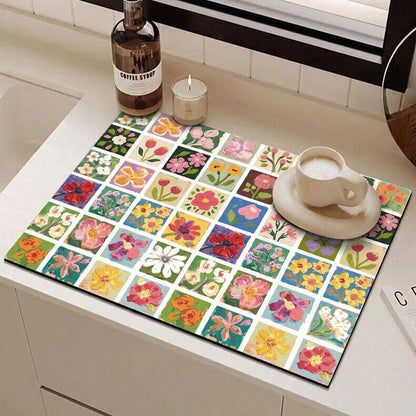 ArtisanBloom · Oil-Paint Aesthetic Multi-Defense Kitchen Mat