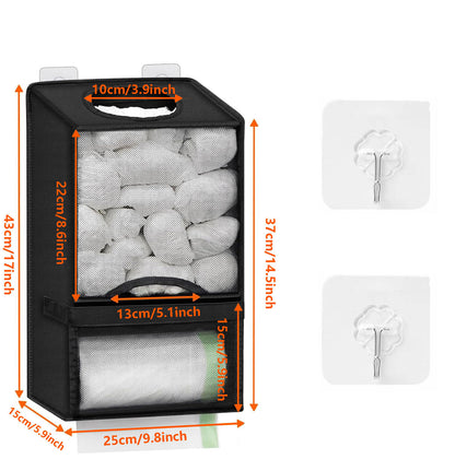 NeatPack™ 2-in-1 Extra Large Trash Bag Dispenser — Wall-Mounted Punch-Free Mesh Storage Organizer