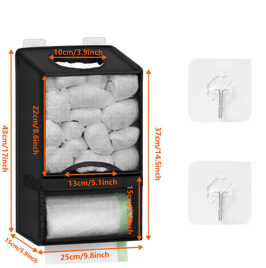 NeatPack™ 2-in-1 Extra Large Trash Bag Dispenser — Wall-Mounted Punch-Free Mesh Storage Organizer