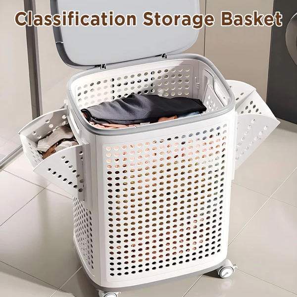 RollHide™ Mobile Laundry Hamper with Wheels, Lid & Breathable Design