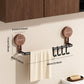 Walnut Wood Telescopic Suction Towel Rack: Strong Load-Bearing & Built-in hooks