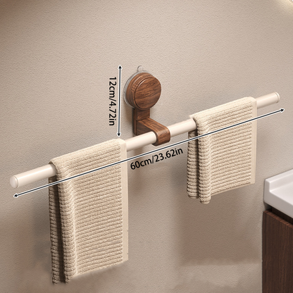 Walnut Wood Suction Towel Rack - Strong Load-Bearing, No-Drill Installation