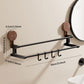 Walnut Wood Telescopic Suction Towel Rack: Strong Load-Bearing & Built-in hooks