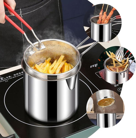 CrispMaster Stainless Steel Boil & Fry Pot with Strainer Basket