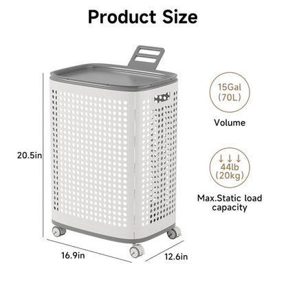 RollHide™ Mobile Laundry Hamper with Wheels, Lid & Breathable Design