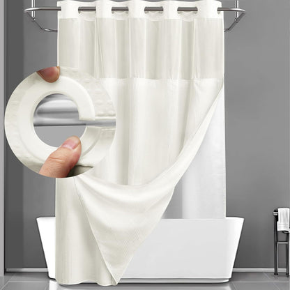 BathSnap™ No-Hook Bathroom Curtain with Waterproof Inner Liner