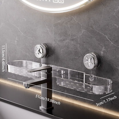 No-Drill Suction Sink Faucet Shelf – Hollow Drainage & Heavy-Duty Design