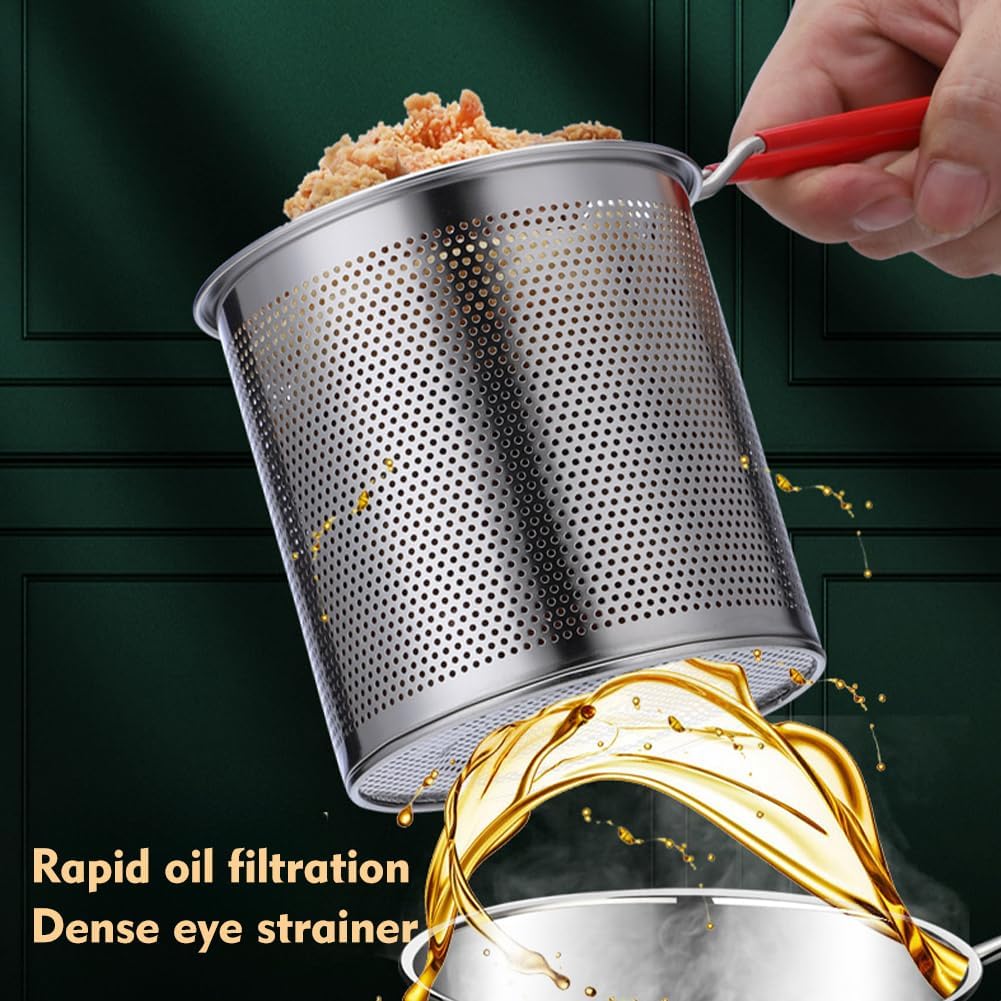 CrispMaste Mini Stainless Steel Deep Fryer with Strainer Basket