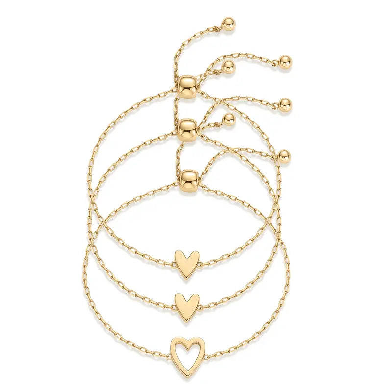 Loruvie 14K Gold Plated Adjustable Matching Bracelets