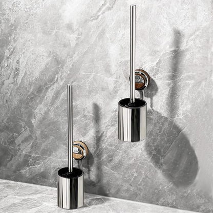 No-Drill Stainless Steel Toilet Brush Set – Sleek and Durable