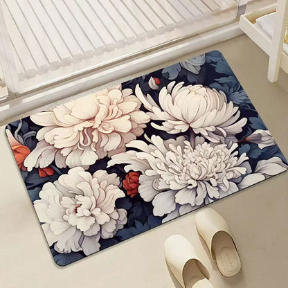 Minimalist Floral Non-Slip Absorbent Mat: Soft & Easy to Clean