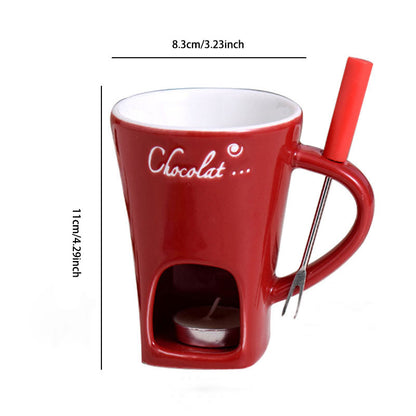 Ceramic Chocolate Fondue Mug Set: Easy to Clean & Reusable