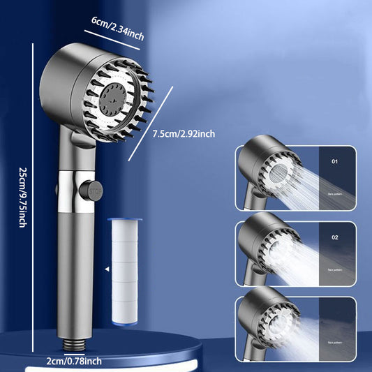 3-Mode Adjustable High-Boost Handheld Shower Head: Efficient & Refreshing