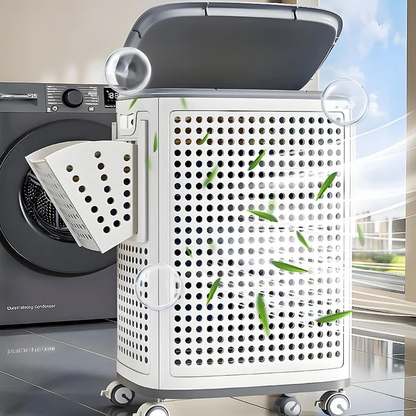 RollHide™ Mobile Laundry Hamper with Wheels, Lid & Breathable Design