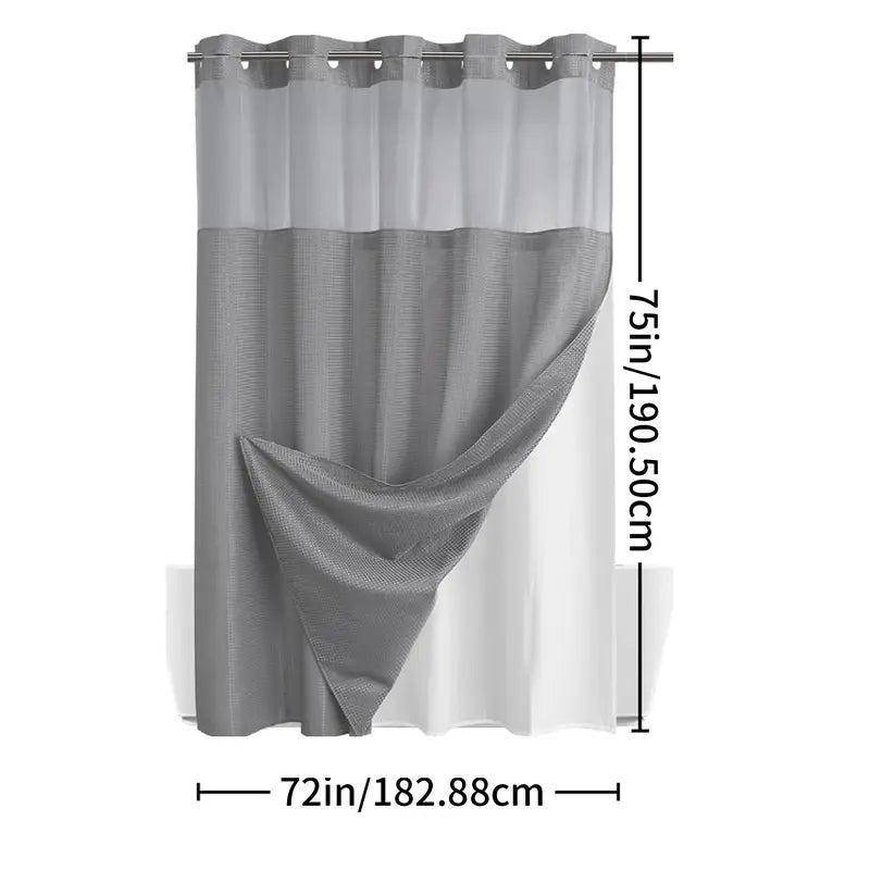 BathSnap™ No-Hook Bathroom Curtain with Waterproof Inner Liner