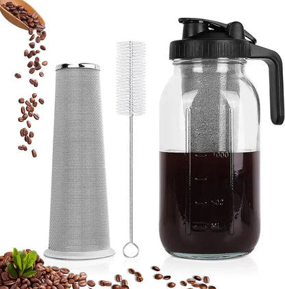 BrewJar™ Mason Jar Cold Brew Pitcher for Iced Coffee & Tea