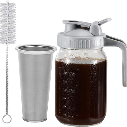 BrewJar™ Mason Jar Cold Brew Pitcher for Iced Coffee & Tea
