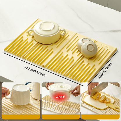 Tri-Fold Sloped Drain & Heat Insulation Mat – Space-Saving & Practical