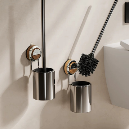 No-Drill Stainless Steel Toilet Brush Set – Sleek and Durable