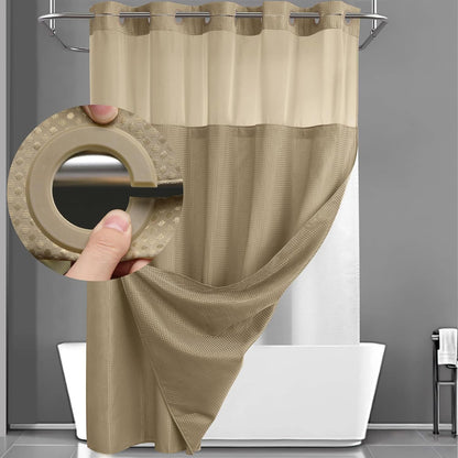 BathSnap™ No-Hook Bathroom Curtain with Waterproof Inner Liner