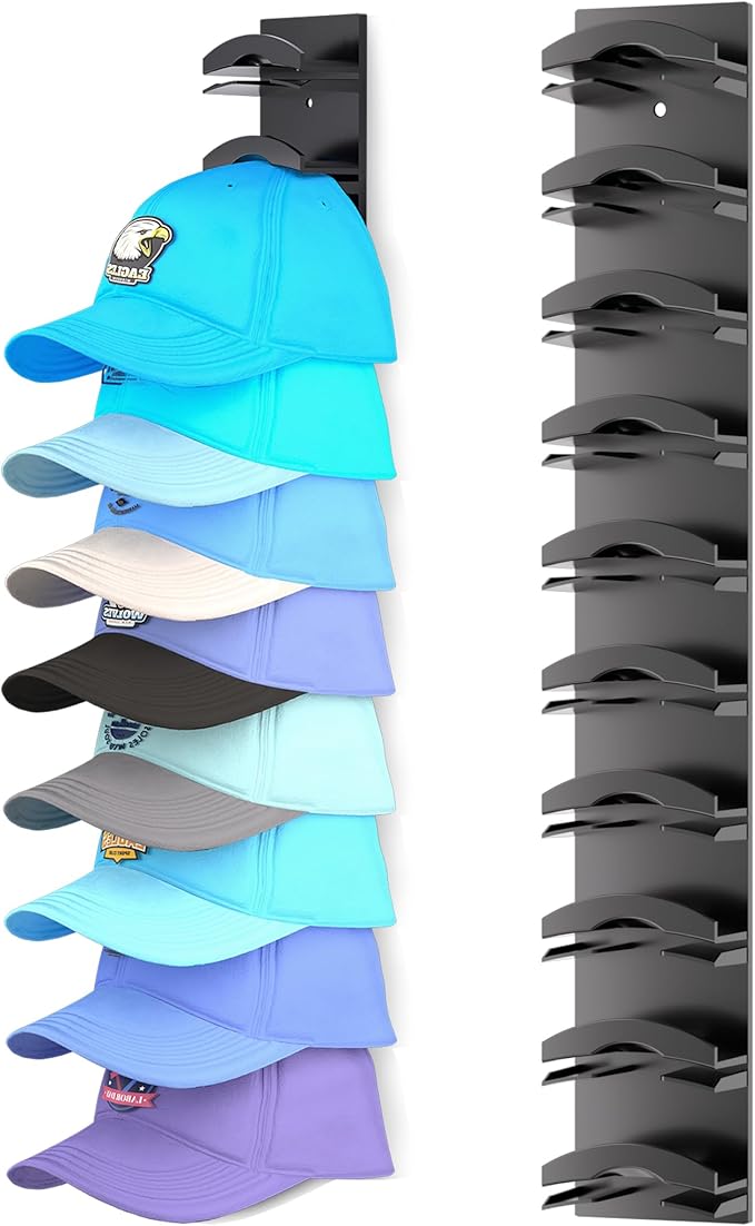 CapRail™ Wall-Mounted Hat Organizer for Baseball Caps