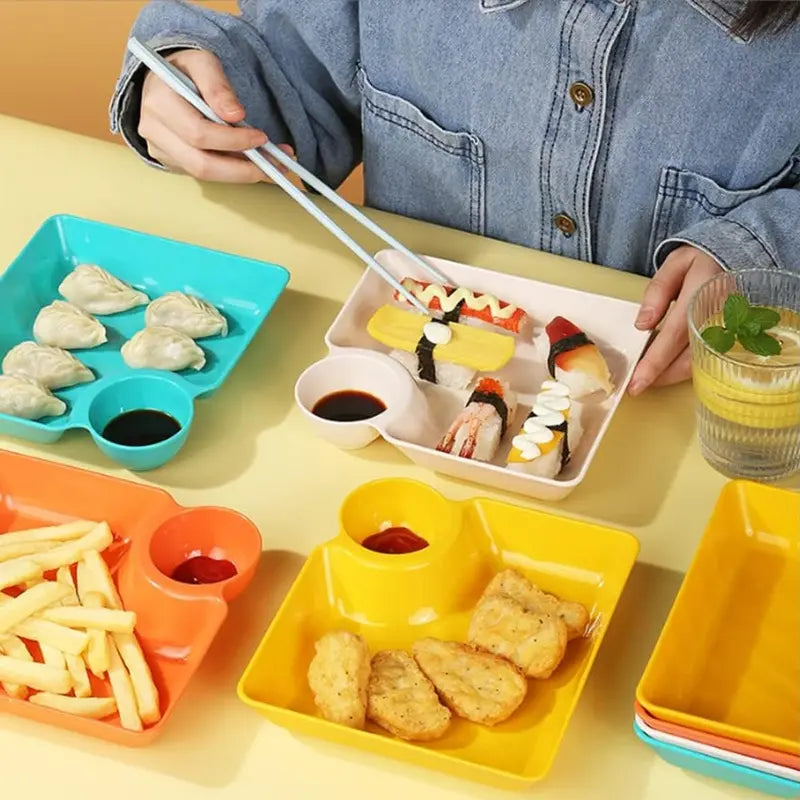 DumpliDip™ BPA-Free Snack Plate for Dumplings, Sushi & Appetizers