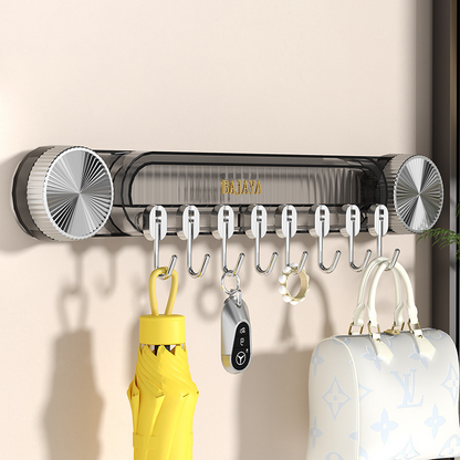 Drill-Free Suction Hook Rack - 8 Adjustable Sliding Hooks