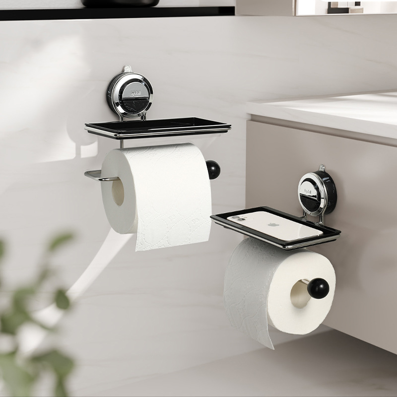 No Drilling Suction Stainless Steel Toilet Paper Holder