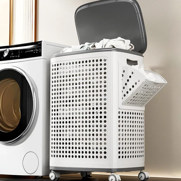 RollHide™ Mobile Laundry Hamper with Wheels, Lid & Breathable Design