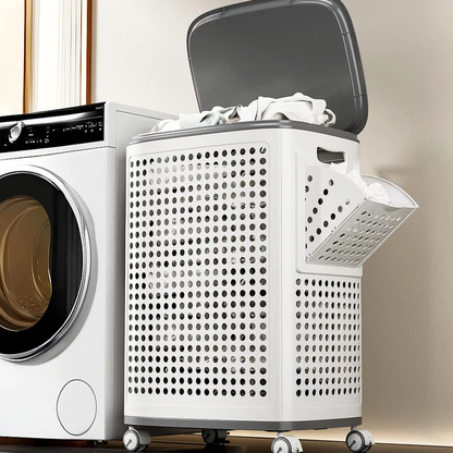 RollHide™ Mobile Laundry Hamper with Wheels, Lid & Breathable Design