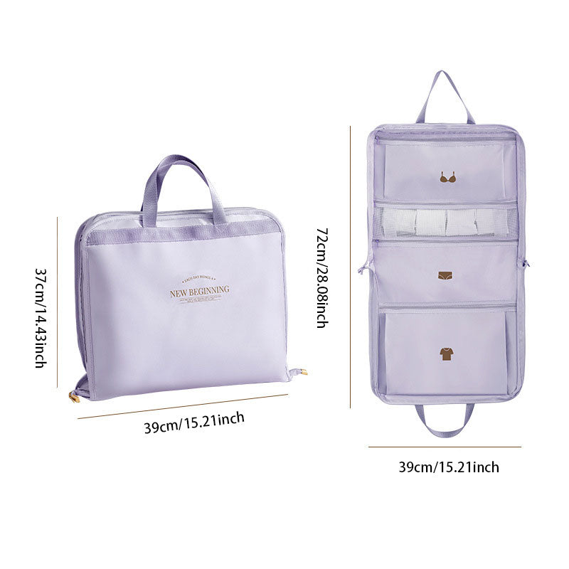 Large-Capacity Travel Clothes Storage Bag: Compartment Design with Handles & Dual Zippers
