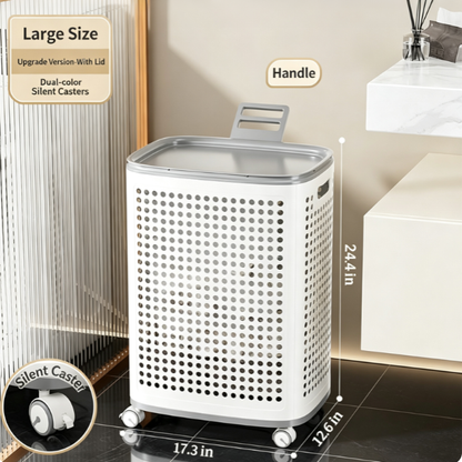 RollHide™ Mobile Laundry Hamper with Wheels, Lid & Breathable Design
