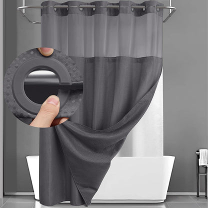 BathSnap™ No-Hook Bathroom Curtain with Waterproof Inner Liner