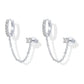 Loruvie 14K Gold-Plated Double Piercing Earrings – Delicate Chain & CZ Accents