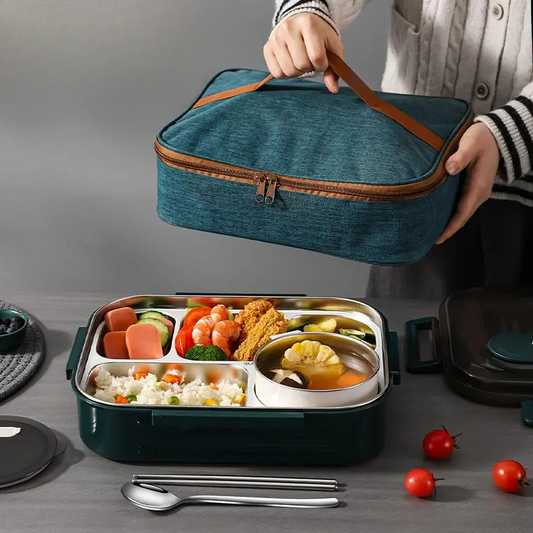 316 Stainless Steel Large-Capacity Lunch Box with Soup Bowl – Microwave Safe