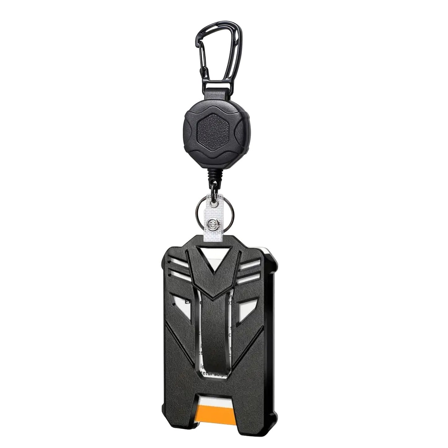 Heavy-Duty Tactical ID Card Badge Holder with Retractable Reel & Carabiner Clip