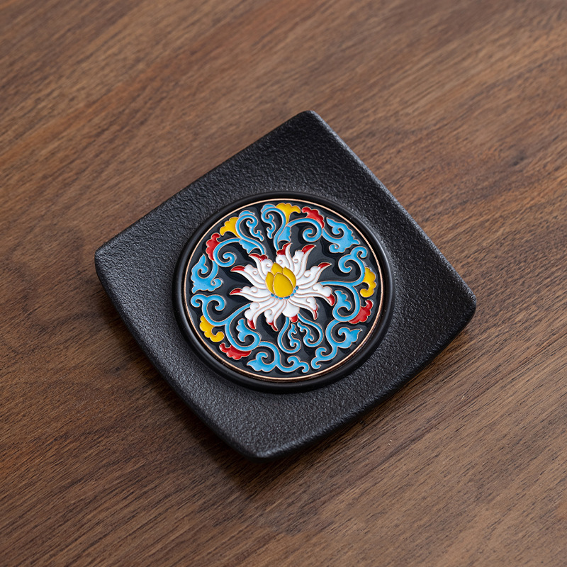 Enamel Colorful Tea Coaster – Electric Wood Material, Heat-Resistant