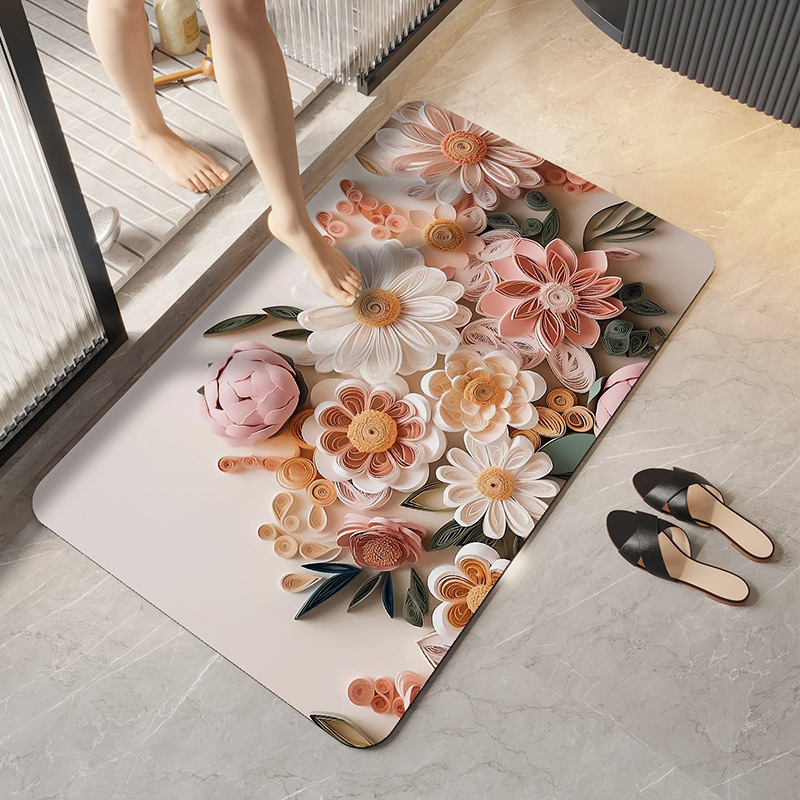 FlowerEase 3D Luxury Absorbent Carpet – Premium, Fast-Drying, Anti-Slip