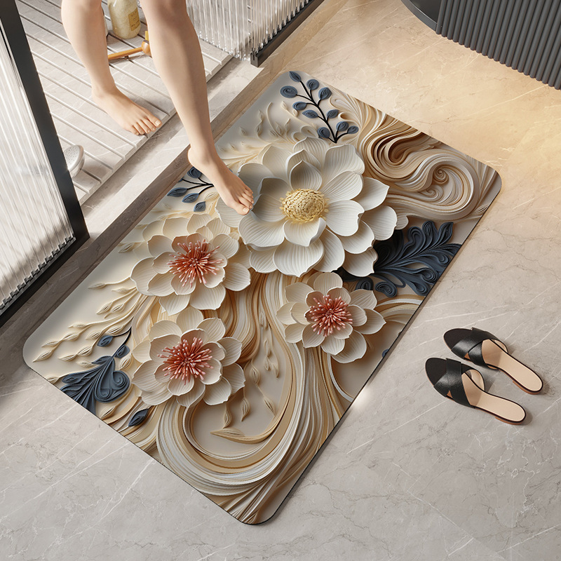 FlowerEase 3D Luxury Absorbent Carpet – Premium, Fast-Drying, Anti-Slip