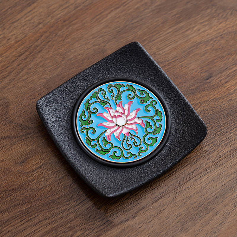 Enamel Colorful Tea Coaster – Electric Wood Material, Heat-Resistant