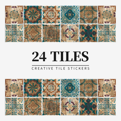 Vintage Waterproof Tile Stickers - Self-Adhesive, Easy to Clean