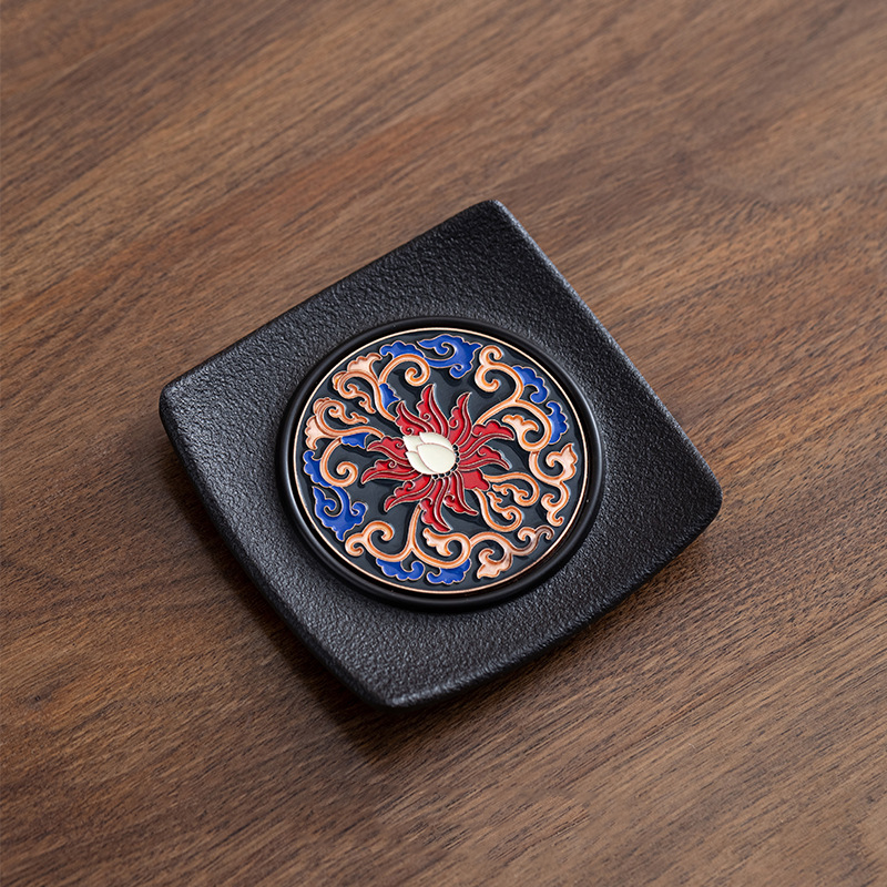 Enamel Colorful Tea Coaster – Electric Wood Material, Heat-Resistant