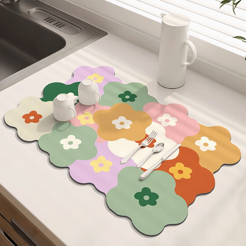 Colorful Floral Water-Absorbent Mat – Fast Drying, Non-Slip