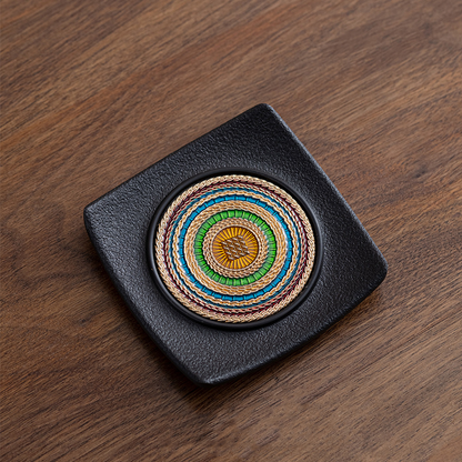 Enamel Colorful Tea Coaster – Electric Wood Material, Heat-Resistant