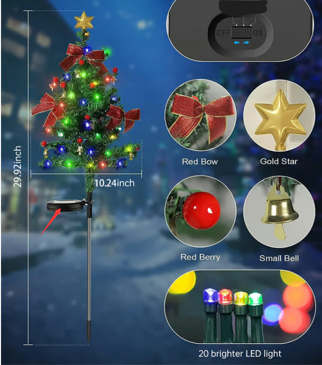 SolarGlow · Solar Christmas Tree Garden Stake Lights Outdoor Holiday Lawn Decorations