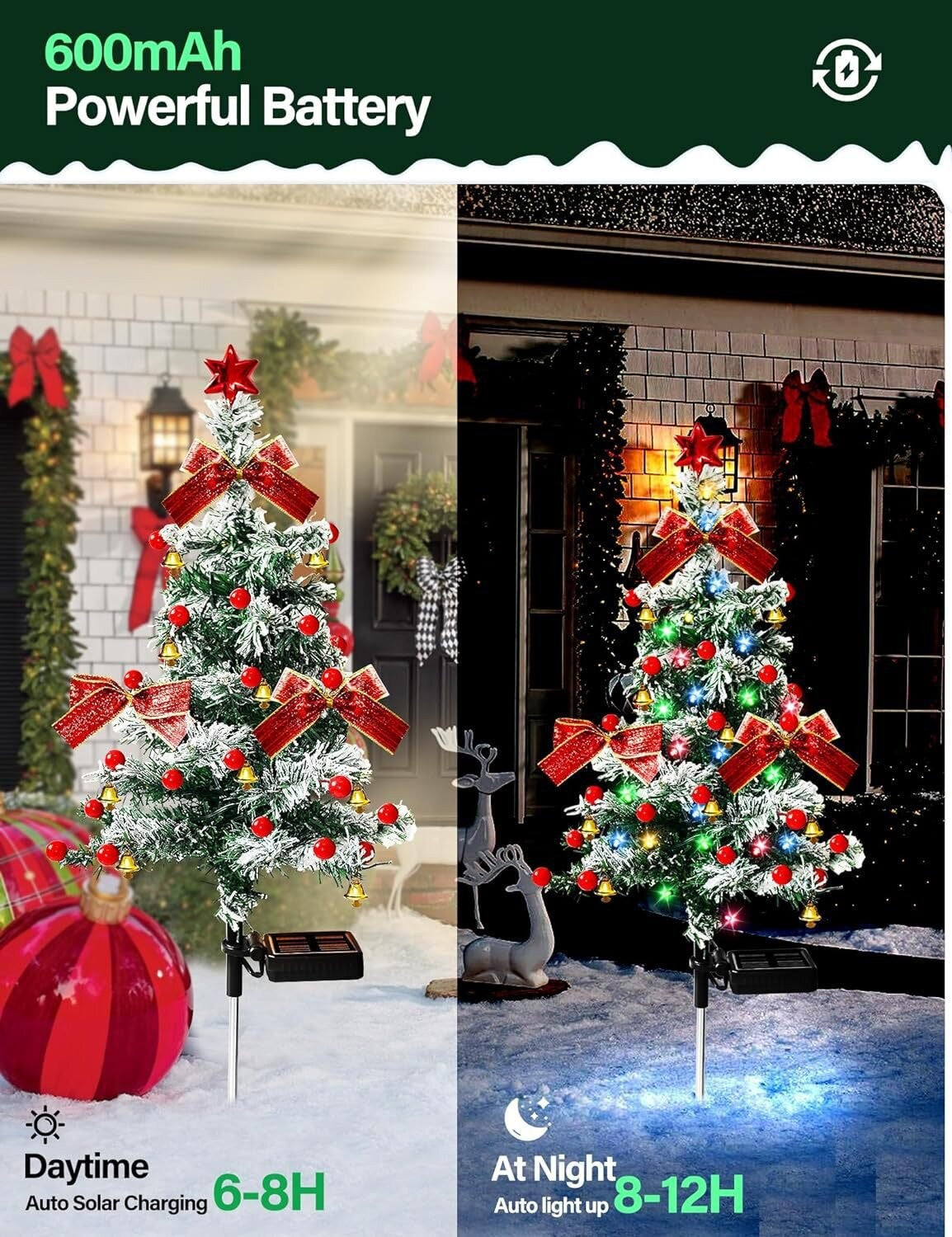 SolarGlow · Solar Christmas Tree Garden Stake Lights Outdoor Holiday Lawn Decorations