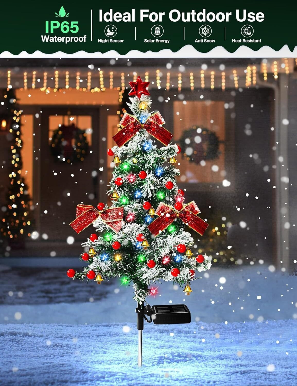 SolarGlow · Solar Christmas Tree Garden Stake Lights Outdoor Holiday Lawn Decorations